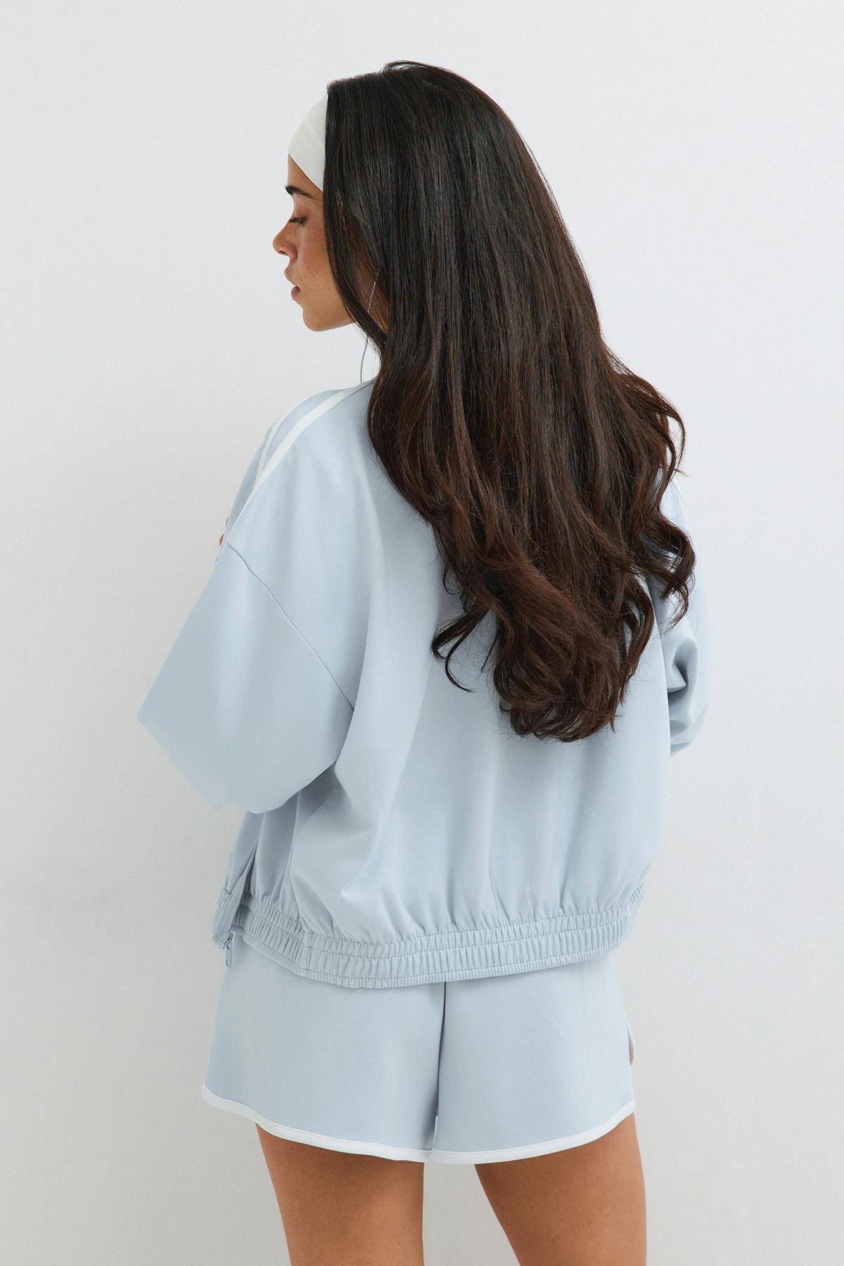 Zip bomber sporty jacket - Bleu clair