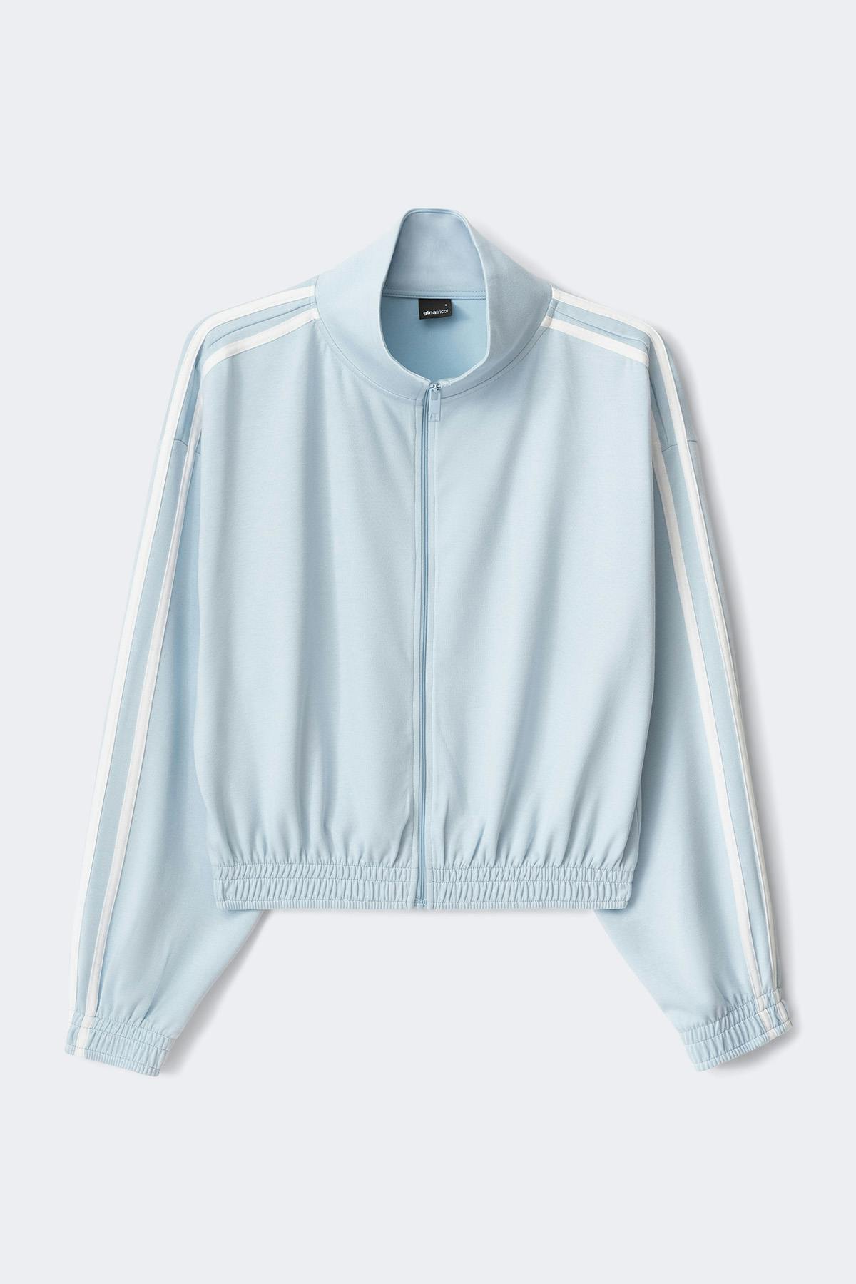 Zip bomber sporty jacket - Bleu clair