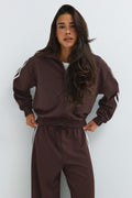 Zip bomber sporty jacket - Marron foncé