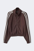 Zip bomber sporty jacket - Marron foncé