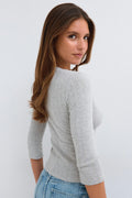 Pointelle quartersleeve top - Parfait pink