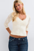 14+ quarter sleeve frill top - Pink dot