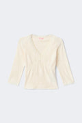 14+ quarter sleeve frill top - Pink dot