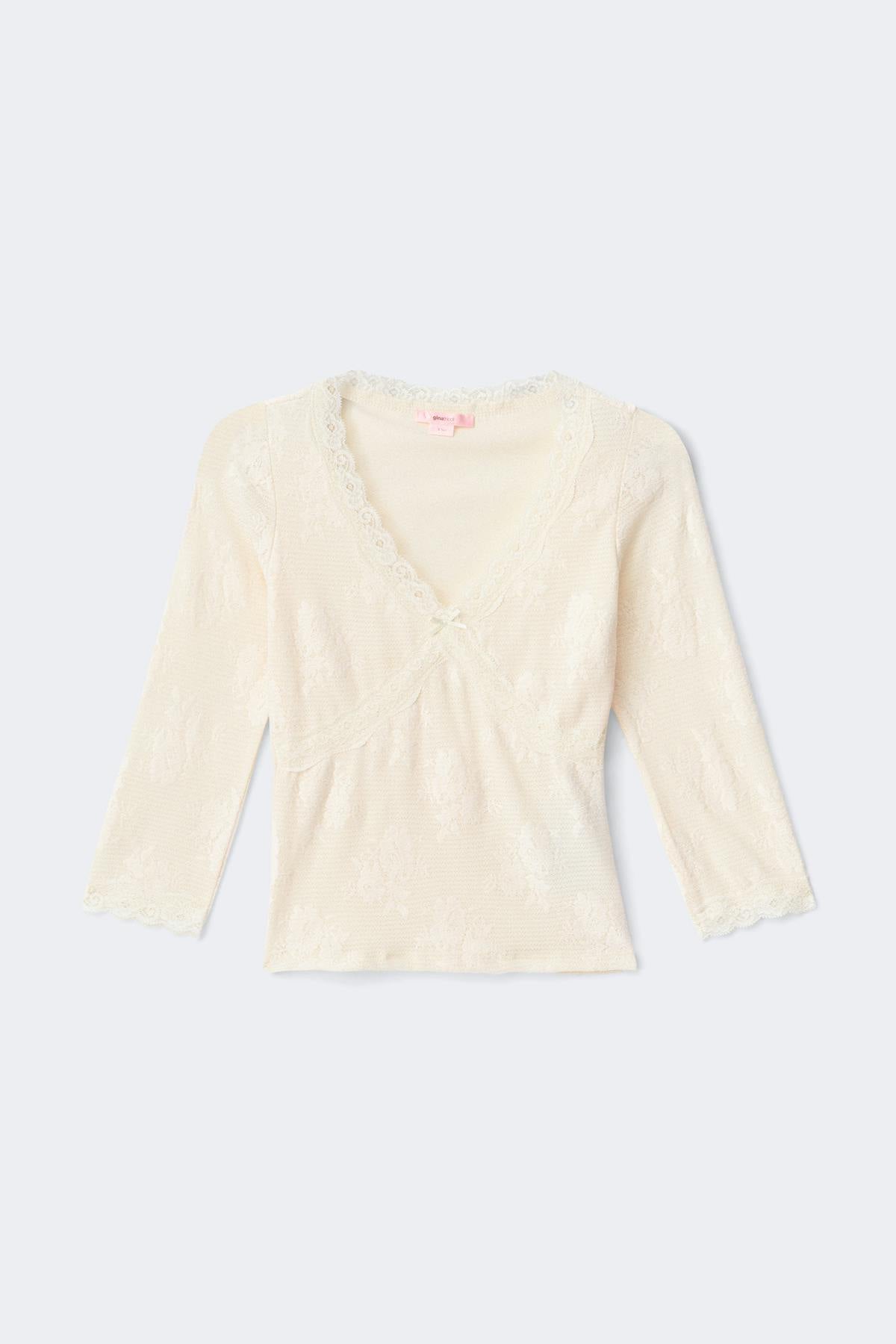 14+ quarter sleeve frill top - Pink dot