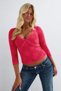 14+ quarter sleeve frill top - Noir