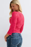 14+ quarter sleeve frill top - Noir