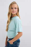 Y fitted short sleeve top - Cool blue