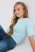 Y fitted short sleeve top - Cool blue