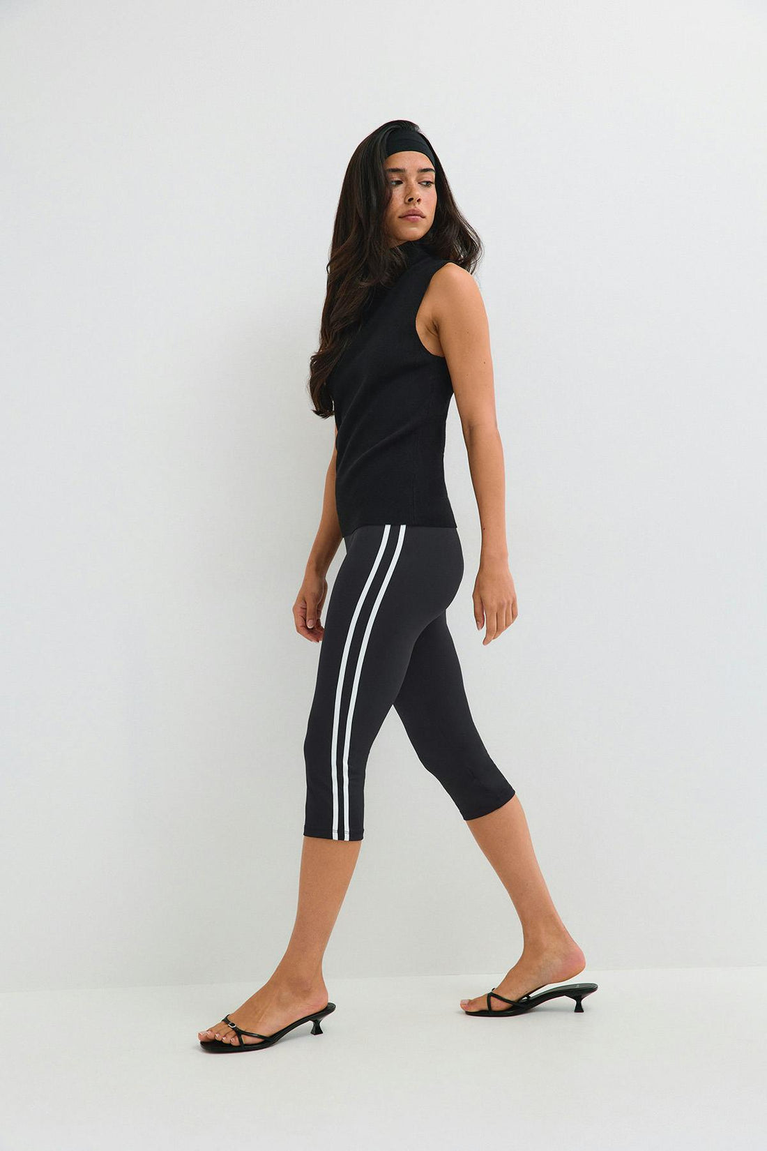 Sporty stripe capri - Noir