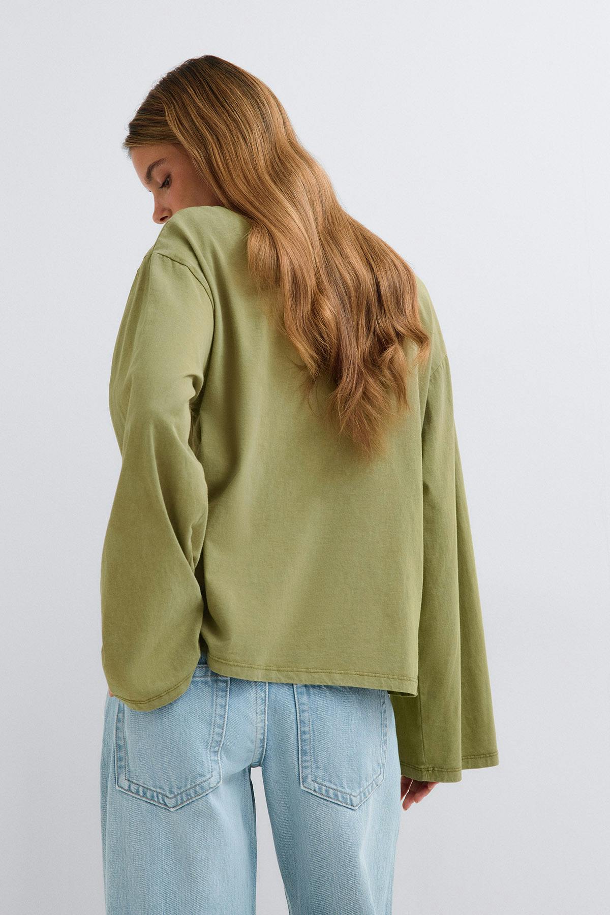 Printed long sleeve tee - Slate green