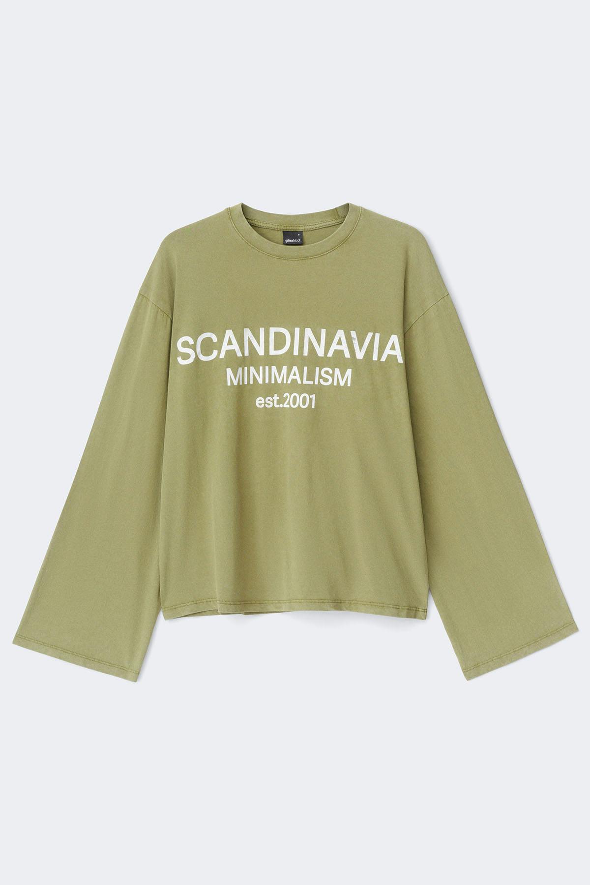 Printed long sleeve tee - Slate green