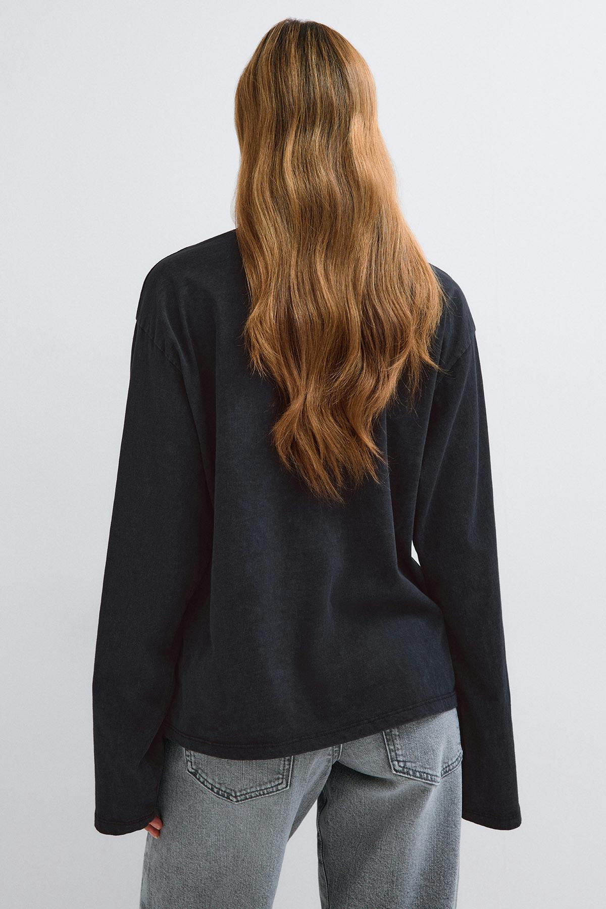 Printed long sleeve tee - Gris