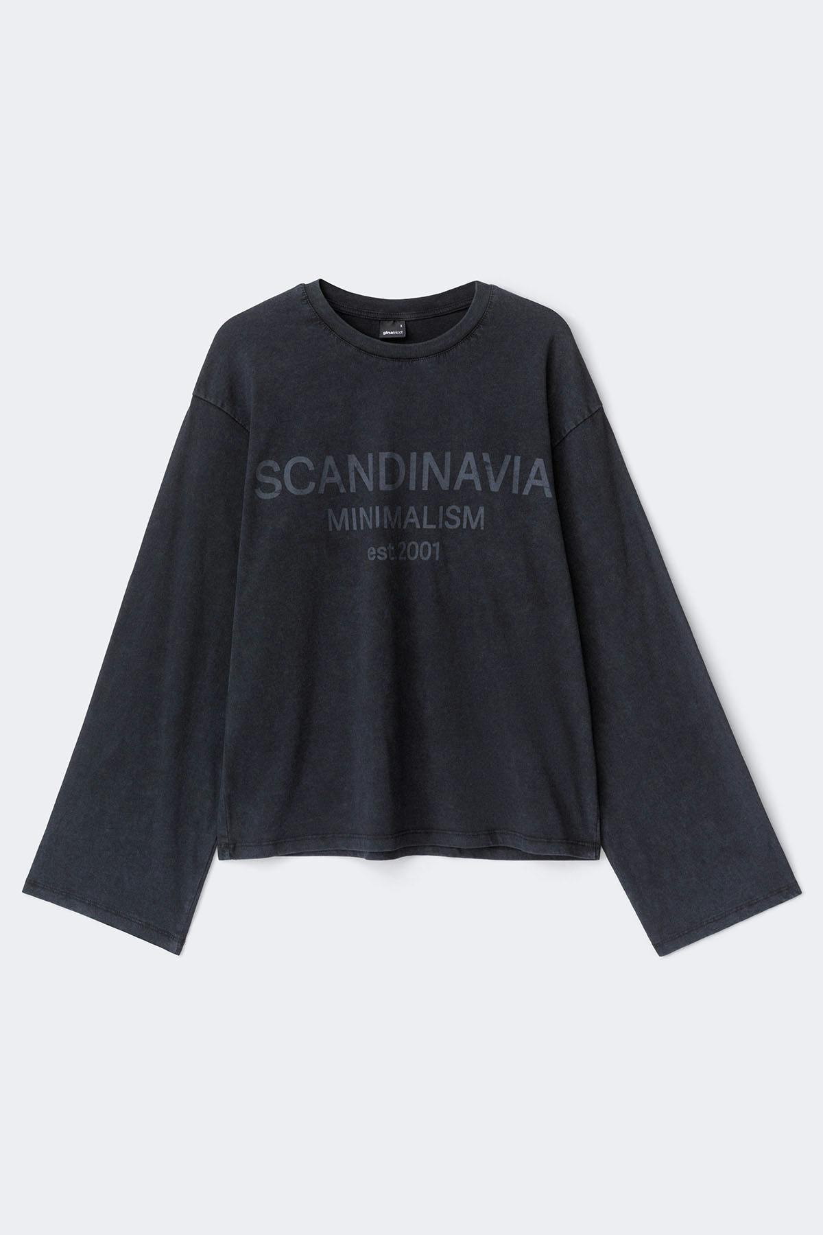 Printed long sleeve tee - Gris