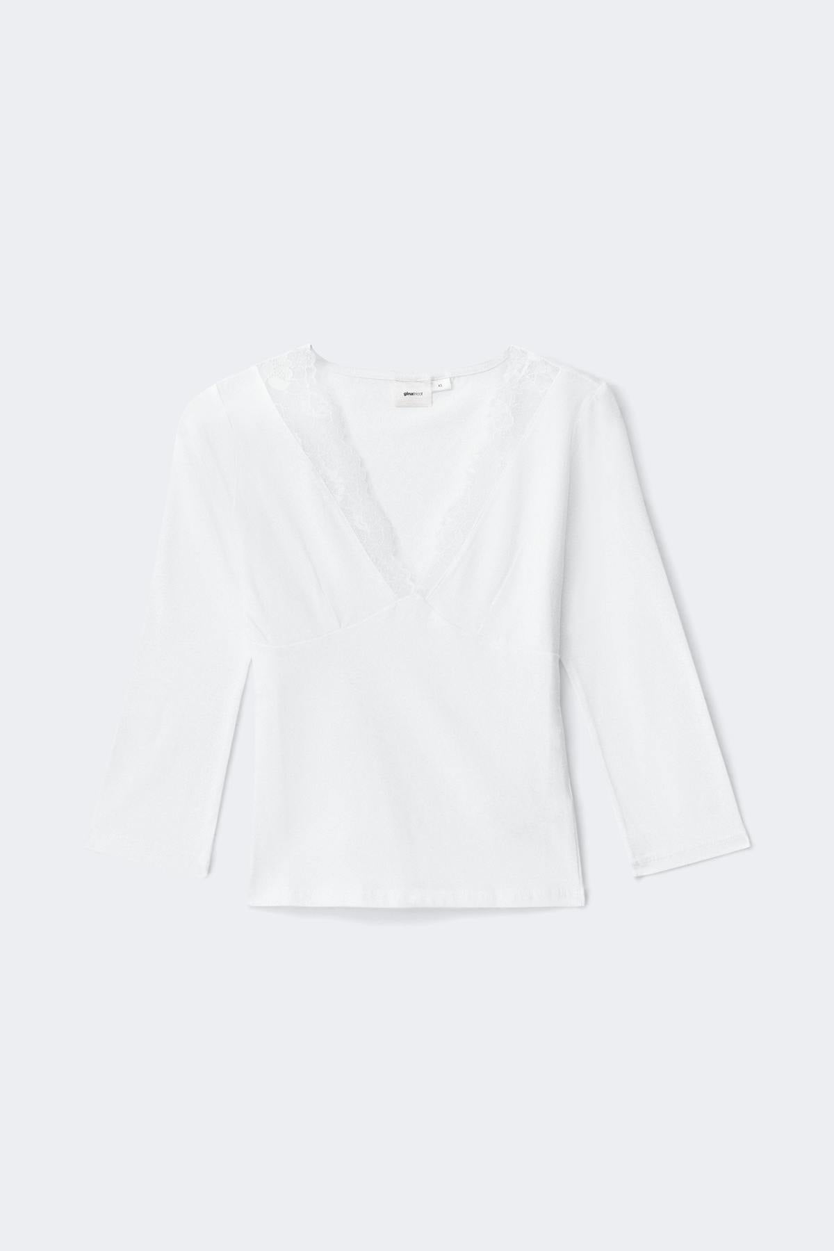 14+ lace v-neck top - Ballet slipper