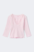 14+ lace v-neck top - Ballet slipper