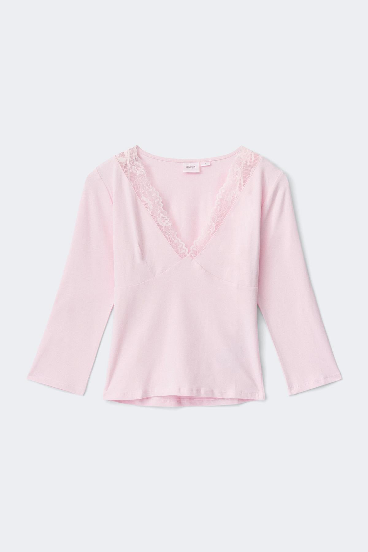 14+ lace v-neck top - Ballet slipper