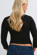 14+ lace v-neck top - Noir