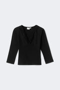 14+ lace v-neck top - Noir
