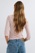 V-neck quarter sleeve top - Blanc cassé