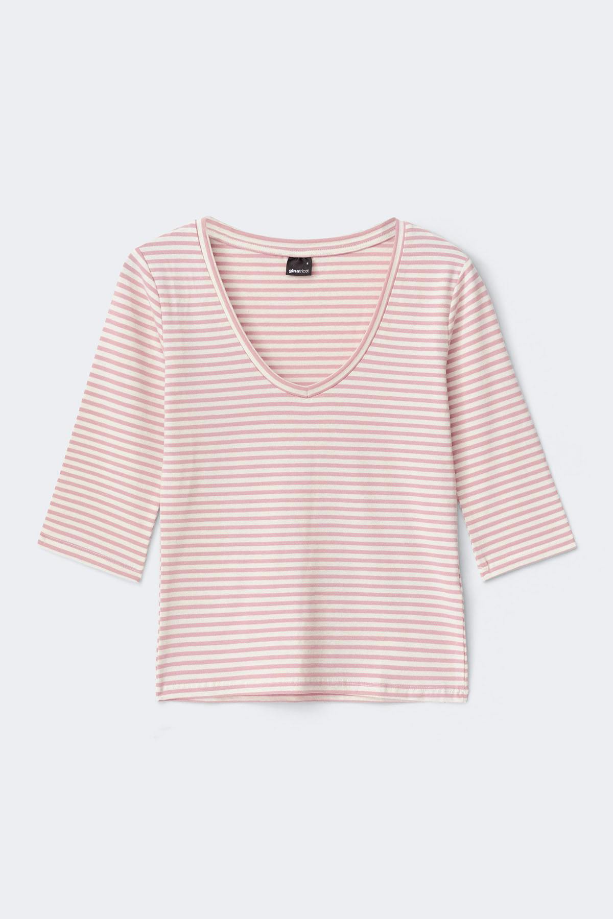 V-neck quarter sleeve top - Pale mauve