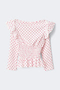 Y petite long sleeve smock top - Barley/print