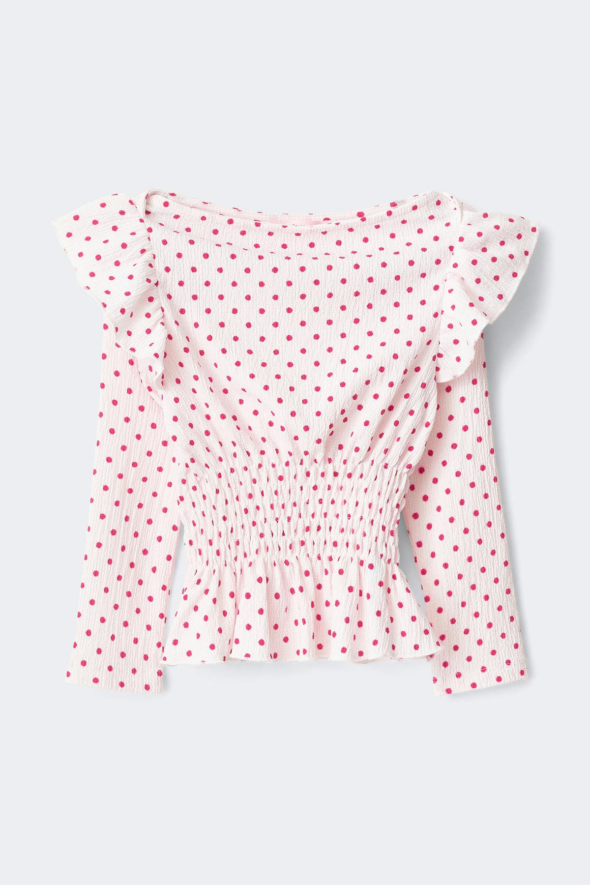 Y petite long sleeve smock top - Barley/print