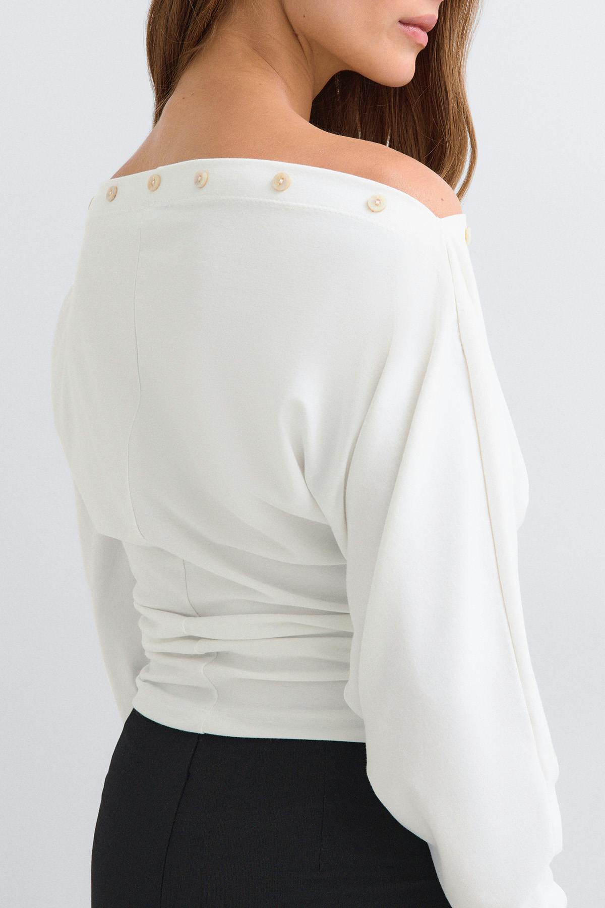 Button detail top - Blanc cassé