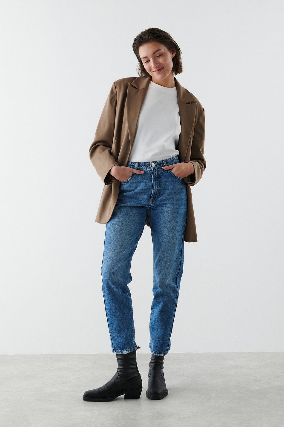 mom jeans - Black/grey dest