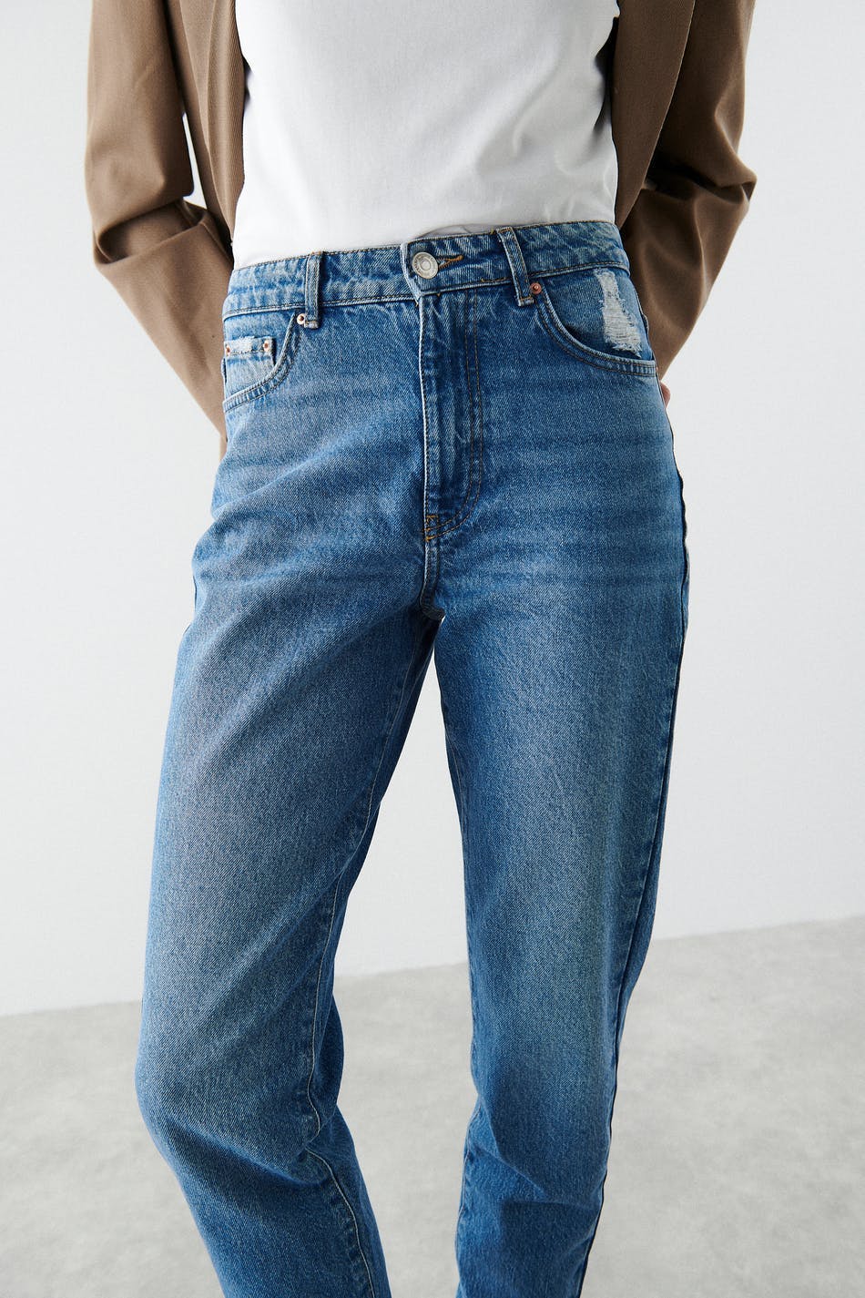 mom jeans - Black/grey dest