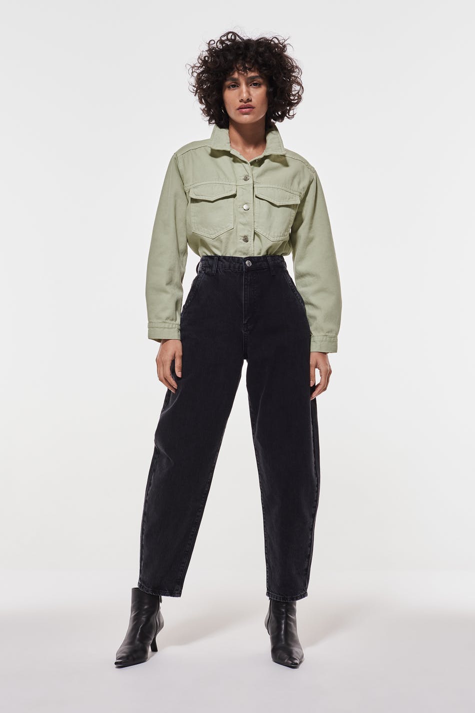Trucker denim jacket - Green lily