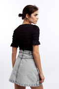 Utility zip denim skirt - Grey snow