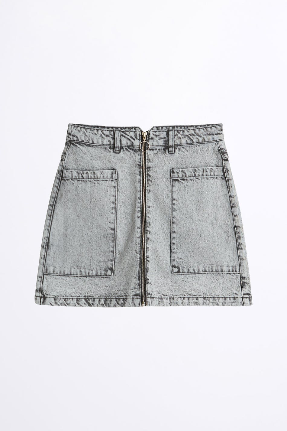 Utility zip denim skirt - Grey snow