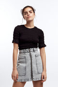 Utility zip denim skirt - Grey snow