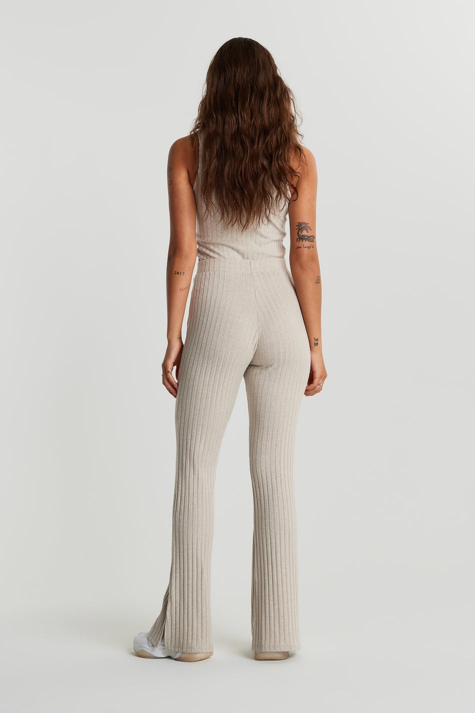 Tara rib trousers - Beige mel