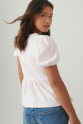 Y puff sleeve top - Ballet slipper