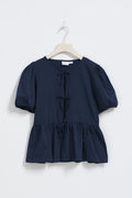 Y puff sleeve top - Bleu marine