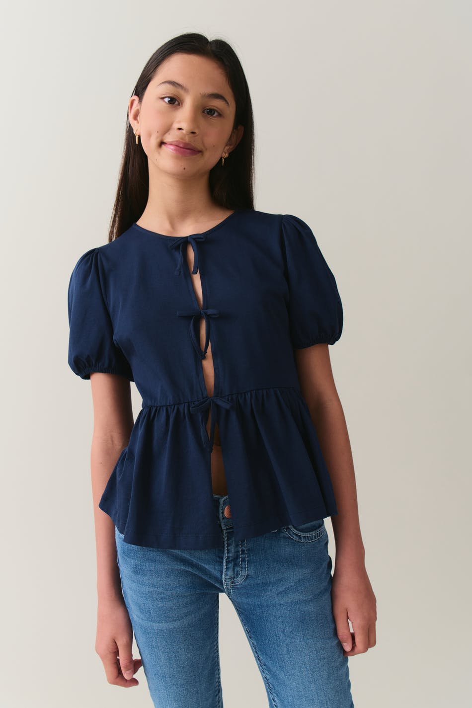 Y puff sleeve top - Bleu marine