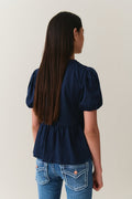 Y puff sleeve top - Bleu marine