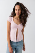 Lace detail top - Blanc cassé