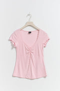 Lace detail top - Noir