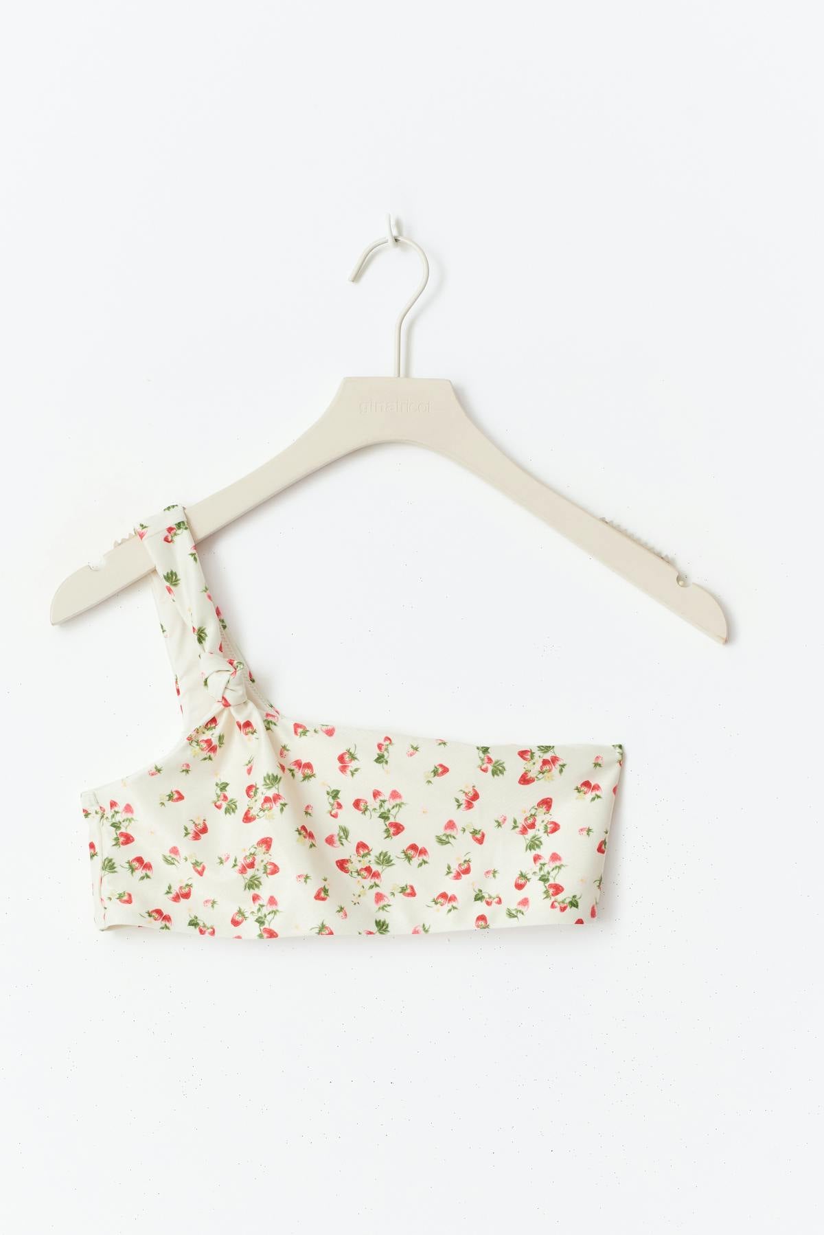 One shoulder bikini top - Strawberry
