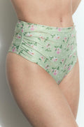 High waist bikini brief - Green flower