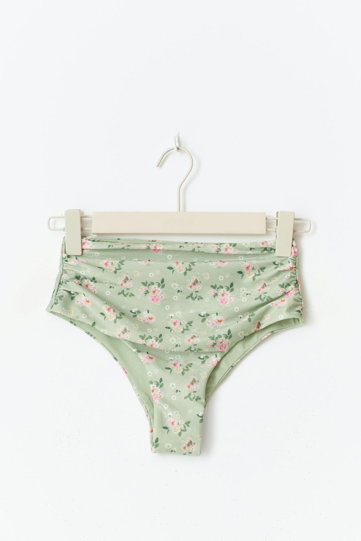 High waist bikini brief - Green flower