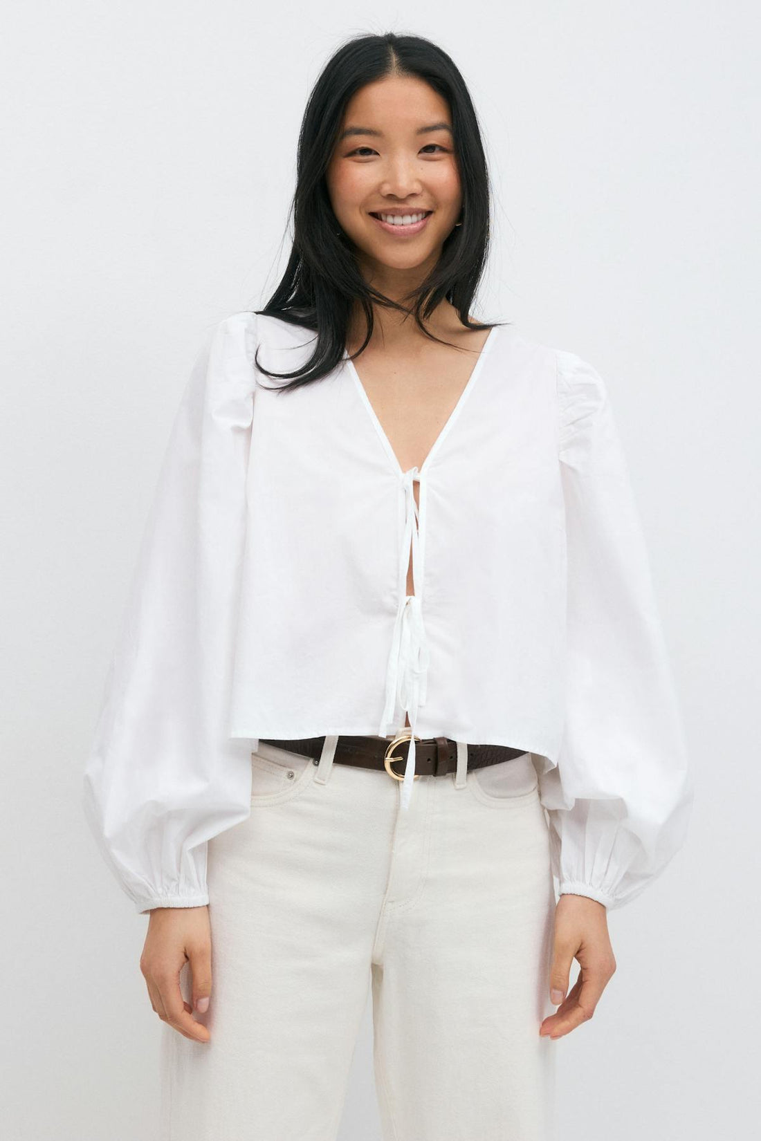 Tie blouse - Blanc