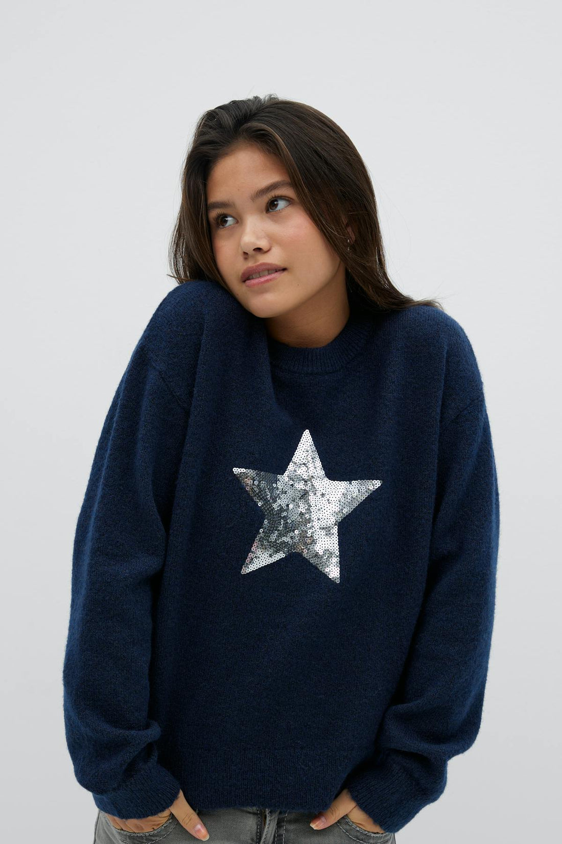 Y knitted star sweater - Bleu marine