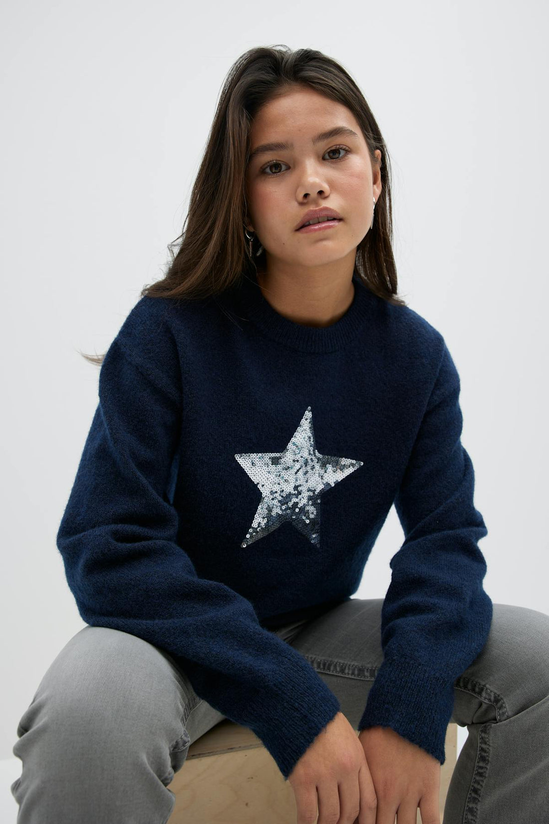 Y knitted star sweater - Bleu marine