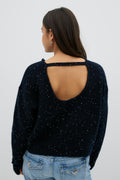 Y knitted glitter sweater - Bleu marine