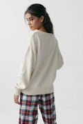 Y bow knitted sweater - Creme