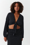 Tie front top - Noir