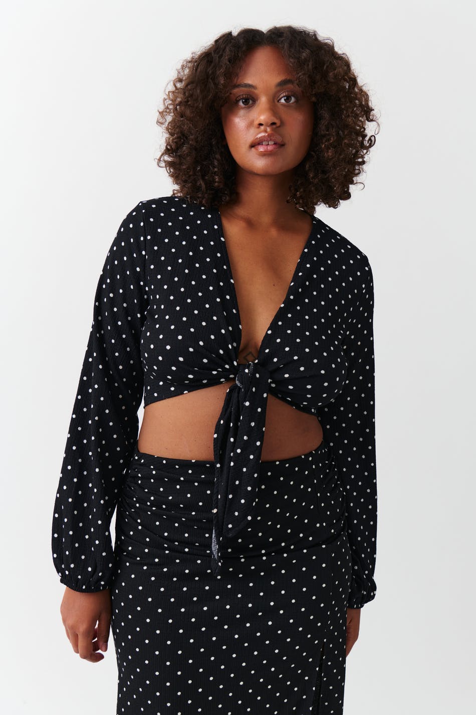 Tie front top - Noir